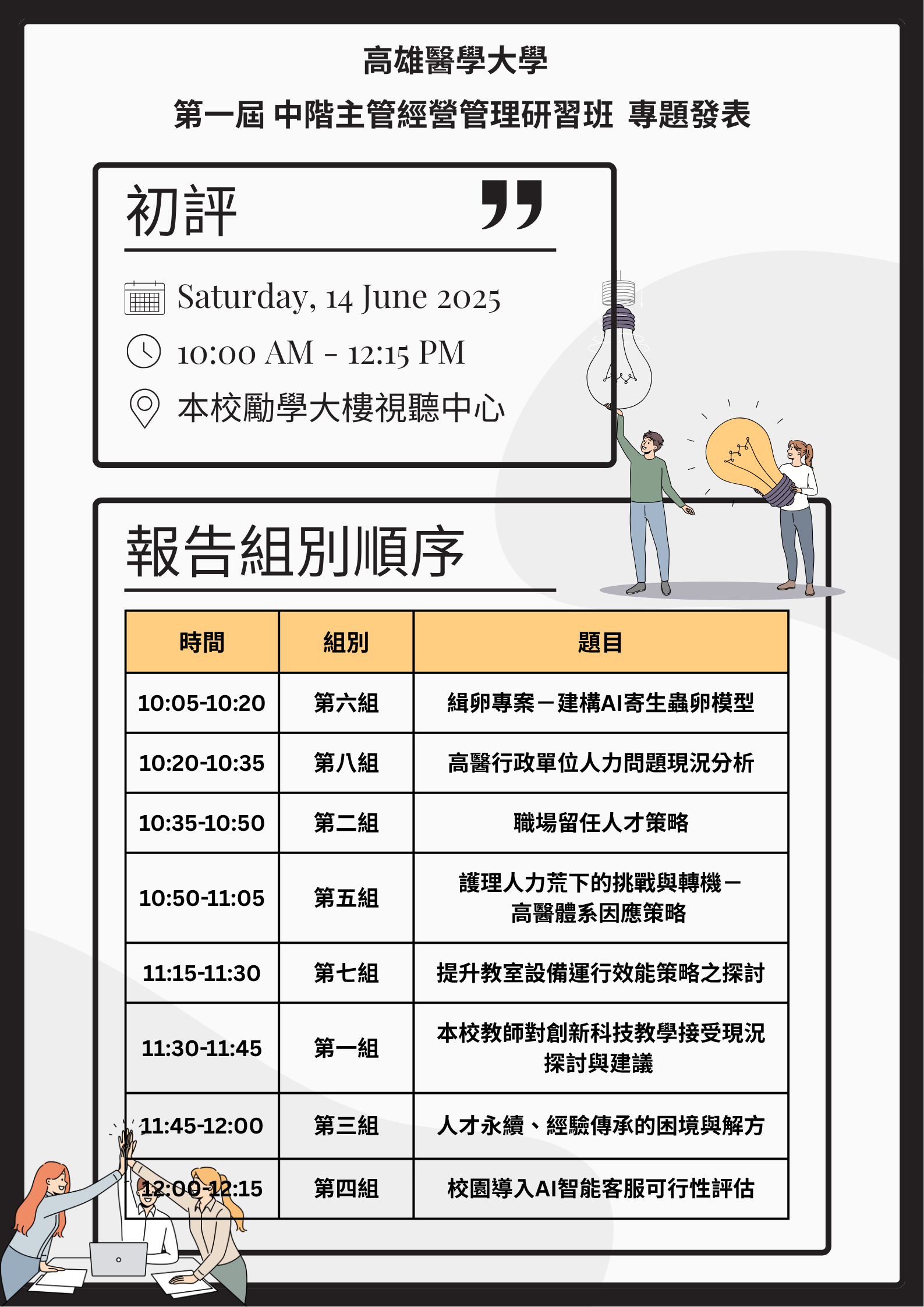 專題初評發表資訊
